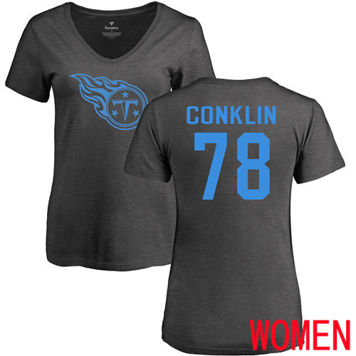 Tennessee Titans Ash Women Jack Conklin One Color NFL Football #78 T Shirt
